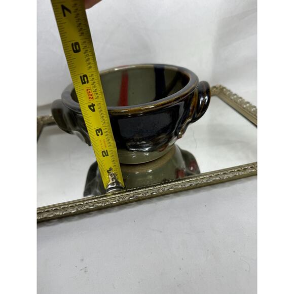 VintageHandmade Studio Pottery Bowl Double Handle Artist Signed - Picture 3 of 10